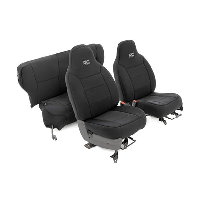 ROUGH COUNTRY Seat Covers | Non Detach Headrest FR and Rear | Jeep Cherokee XJ (84-96) | 91021A