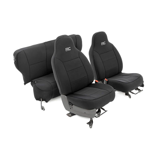 ROUGH COUNTRY Seat Covers | Non Detach Headrest FR and Rear | Jeep Cherokee XJ (84-96) | 91021A