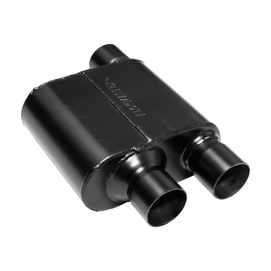 FLOWMASTER Super 10 Series Chambered Muffler Super 10 Series Stainless Steel 2.50 Offset In Dual Out Crossflow- Aggressive So