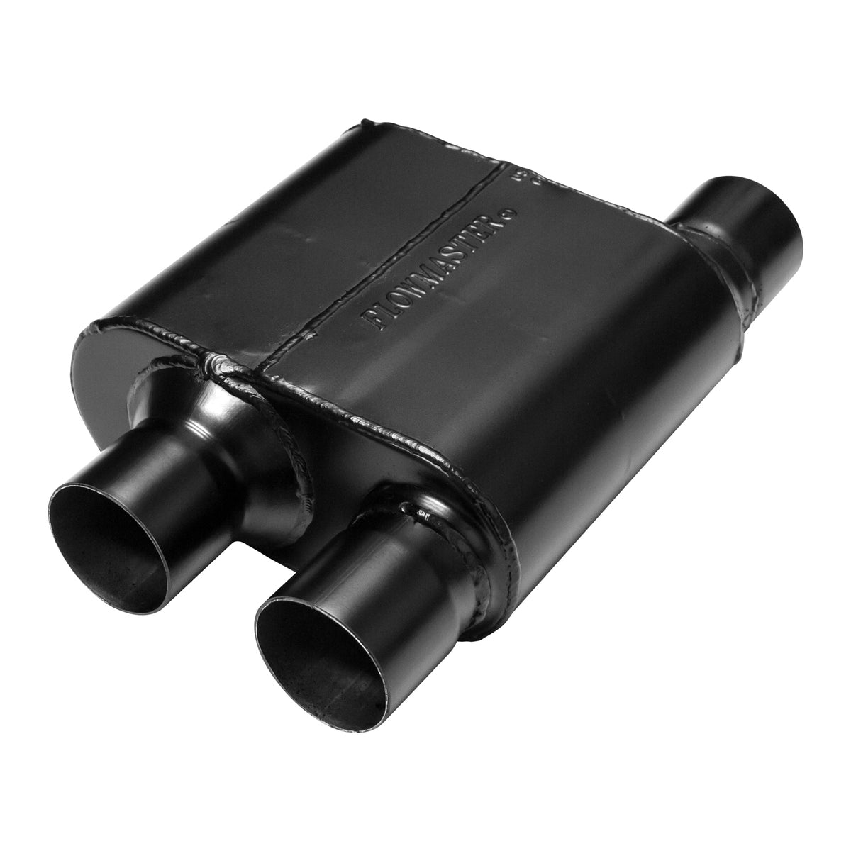 FLOWMASTER Super 10 Series Chambered Muffler Super 10 Series Stainless Steel 2.50 Offset In Dual Out Crossflow- Aggressive So