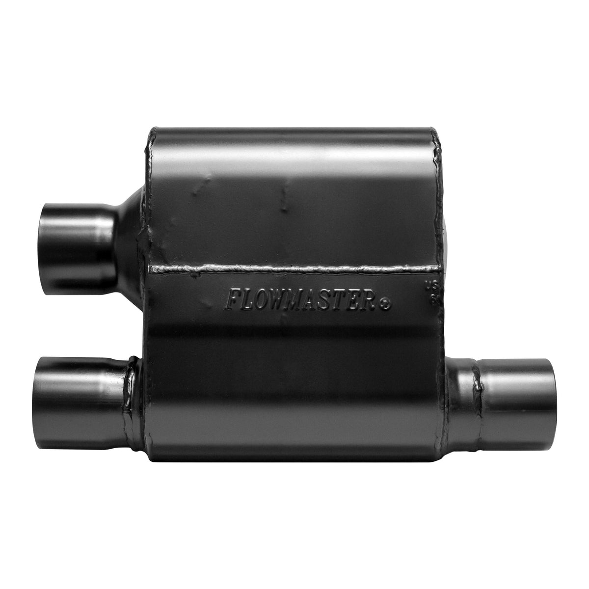 FLOWMASTER Super 10 Series Chambered Muffler Super 10 Series Stainless Steel 2.50 Offset In Dual Out Crossflow- Aggressive So