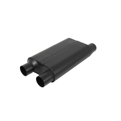 FLOWMASTER 80 Series Chambered Muffler 80 Series Crossflow Stainless Steel 2.50 Offset In 2.50 Dual Out Aggressive Sound