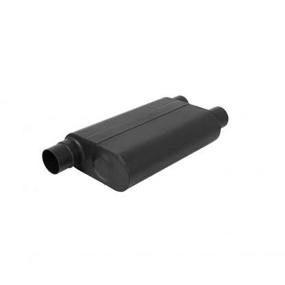 FLOWMASTER 80 Series Chambered Muffler 80 Series Crossflow Stainless Steel 2.50 Offset In 2.50 Dual Out Aggressive Sound