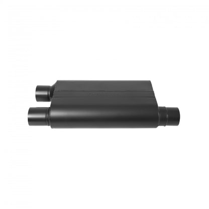 FLOWMASTER 80 Series Chambered Muffler 80 Series Crossflow Stainless Steel 2.50 Offset In 2.50 Dual Out Aggressive Sound