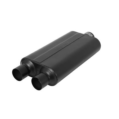 FLOWMASTER 50 Series Delta Flow Chambered Muffler 50 Delta Flow Stainless Steel 3.00 Center In 2.50 Dual Out Moderate Sound