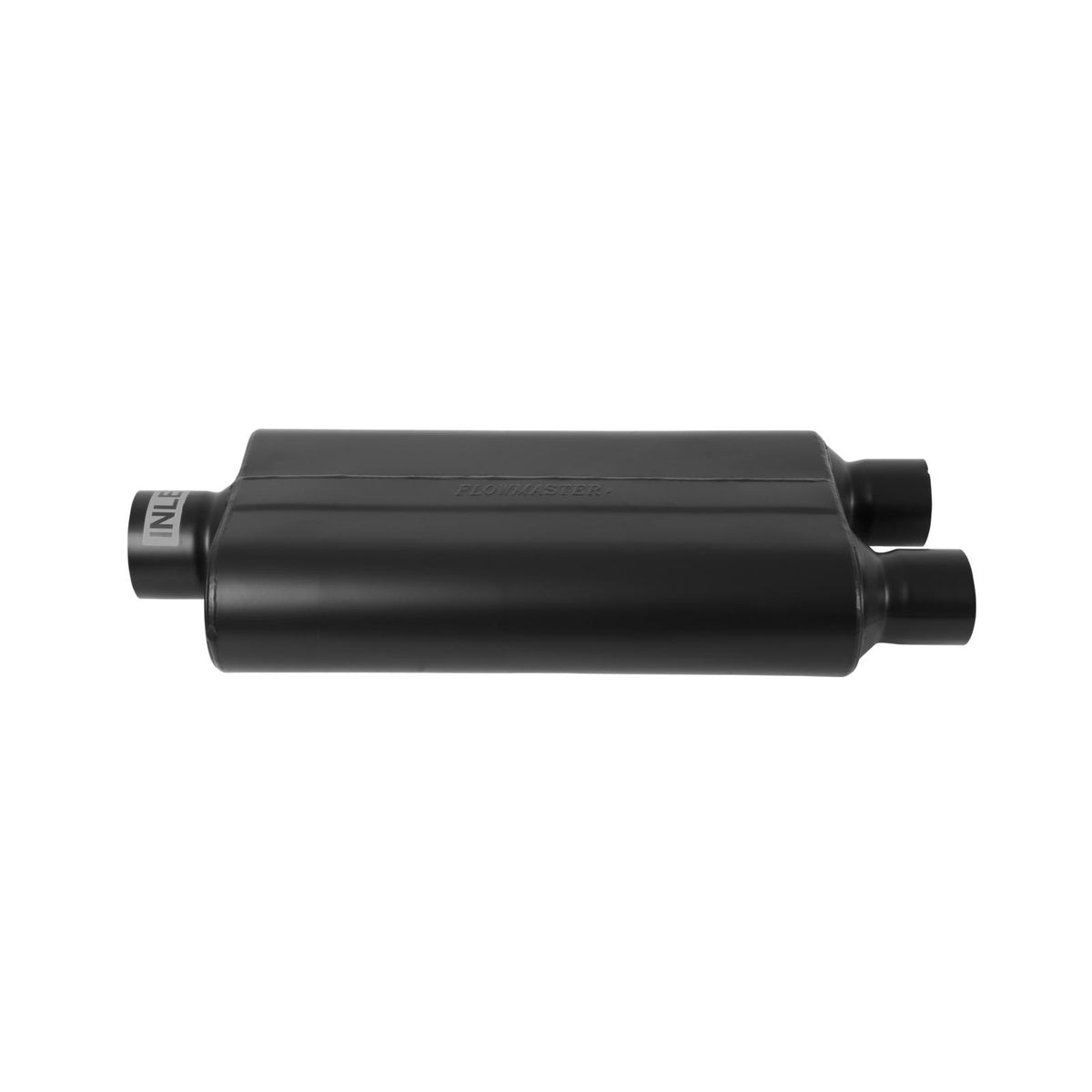 FLOWMASTER 50 Series Delta Flow Chambered Muffler 50 Delta Flow Stainless Steel 3.00 Center In 2.50 Dual Out Moderate Sound