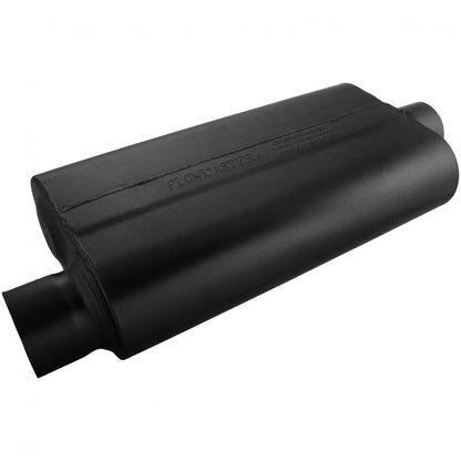 FLOWMASTER 50 Series Delta Flow Chambered Muffler 50 Delta Flow Stainless Steel 3.00 Offset In 3.00 Center Out Moderate Sound