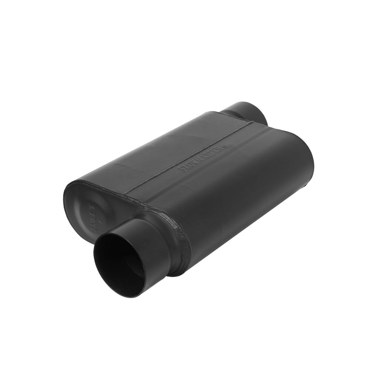 FLOWMASTER 40 Series Delta Force Race Muffler 40 Series Race Muffler 409SS 3.50 Offset In 3.50 Offset Out -Aggressive Sound