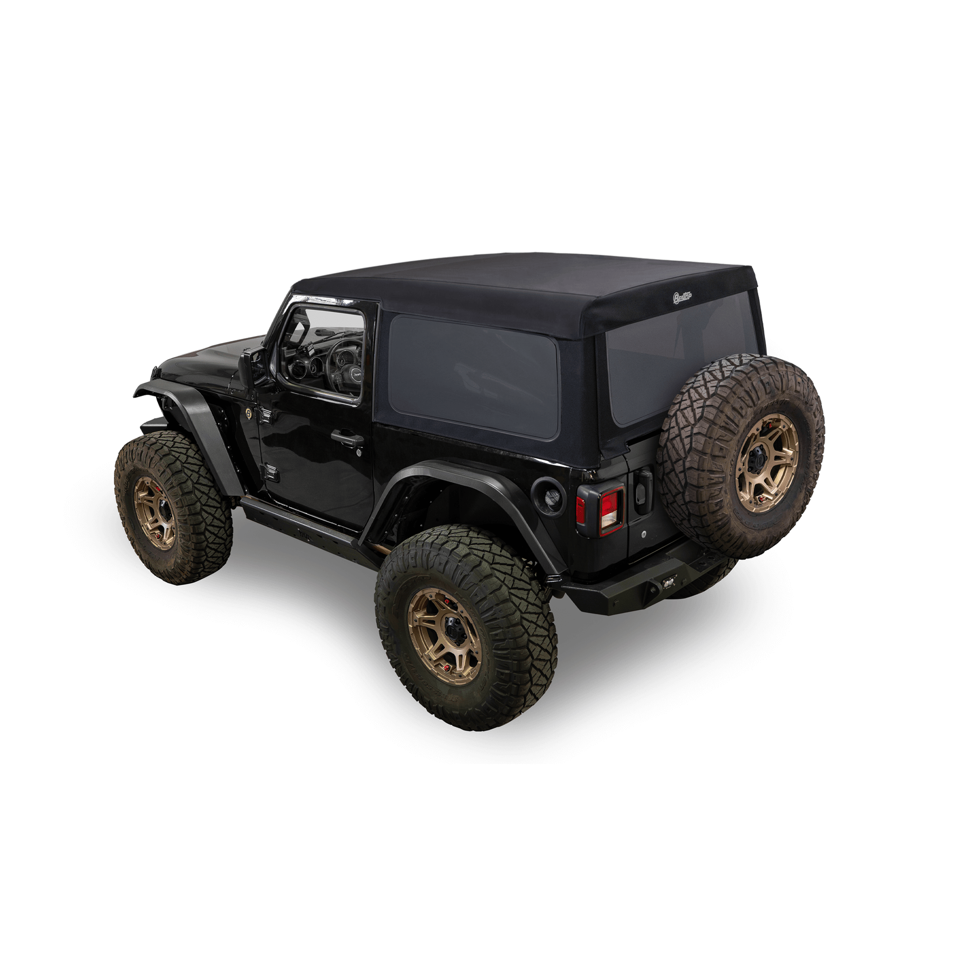 BESTOP | Supertop Glide Jeep 2018-26 Wrangler JL 2-Door Squareback, Premium Black Twill Bestop | 54728-17 installed on a Jeep.