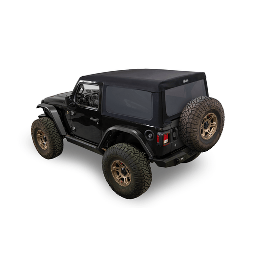 BESTOP | Supertop Glide Jeep 2018-26 Wrangler JL 2-Door Squareback, Premium Black Twill Bestop | 54728-17 installed on a Jeep.