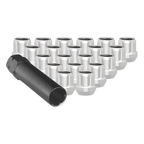 Gorilla Black Lug Nuts with 24 PC Wheel Kit includes durable lug nuts and a tool for easy installation.
