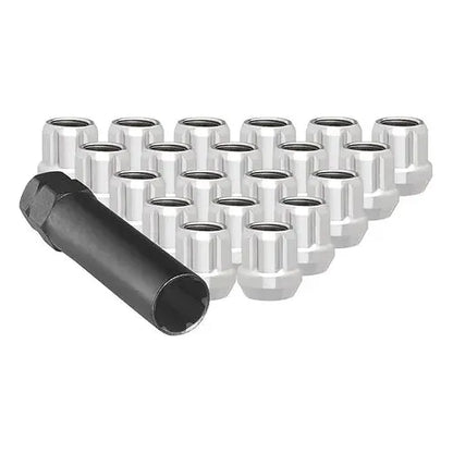 Gorilla Black Lug Nuts with 24 PC Wheel Kit includes durable lug nuts and a tool for easy installation.