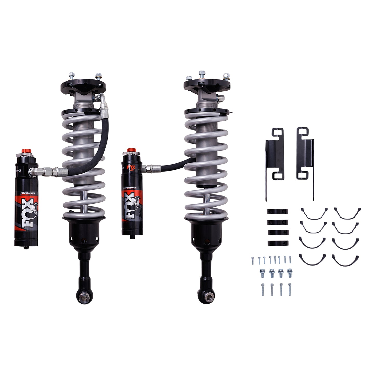 FOX | Shock Absorber 24-On Toyota Tacoma Front Coilover 2.5 Truck Performance Elite Series Remote Reservoir Dual Speed Compression Evo 1-3 Inch Lift Kit | 883-06-224 components and accessories.