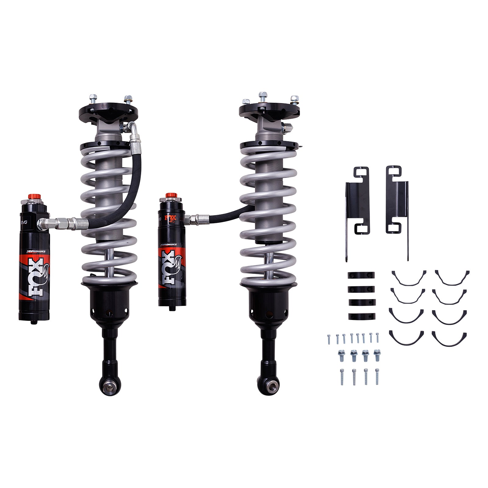 FOX | Shock Absorber 24-On Toyota Tacoma Front Coilover 2.5 Truck Performance Elite Series Remote Reservoir Dual Speed Compression Evo 1-3 Inch Lift Kit | 883-06-224 components and accessories.