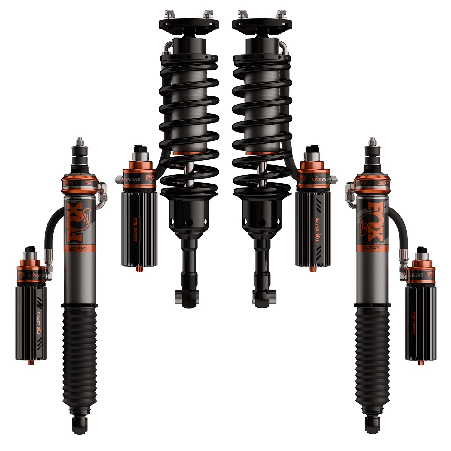 FOX | Shock Absorber 24-On Toyota Tacoma Internal Bypass 3.2 Truck Factory Race Series Live Valve Connected Suspension Kit | 883-06-259