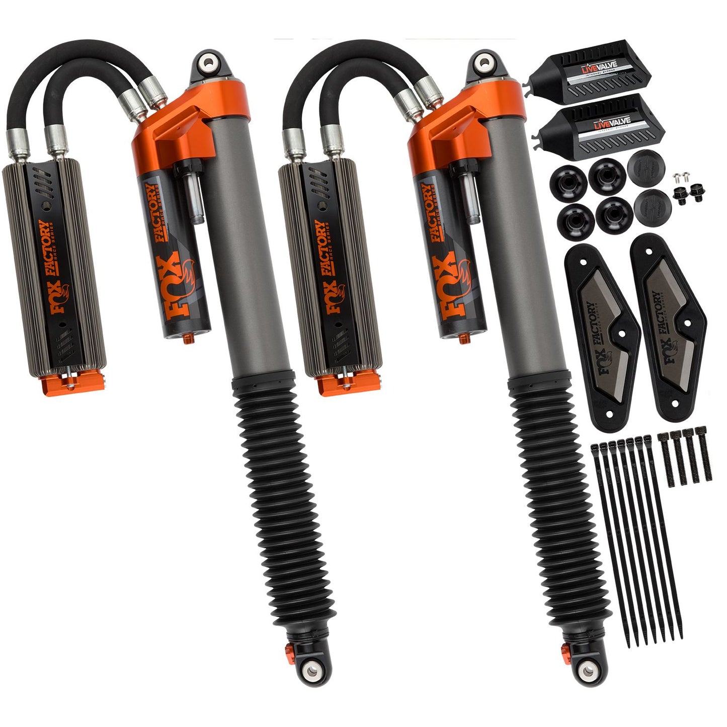 FOX | Shock Absorber 19-On Ford Raptor Rear Live Valve Internal Bypass 3.0 Series Piggy-Back External Cooler 12.3 Inch 0-1 Inch Lift Kit | 883-09-153 components