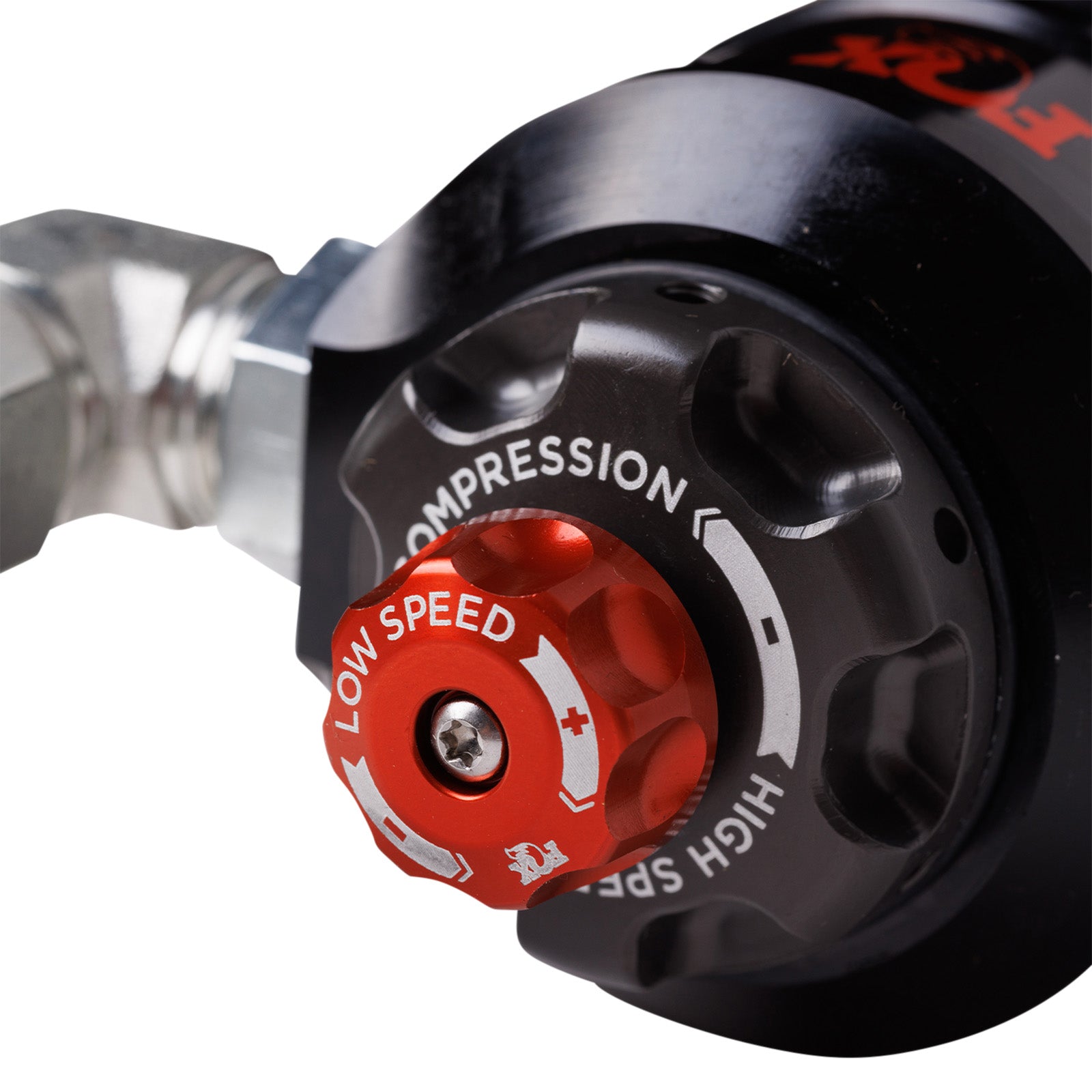FOX | Shock Absorber 05-23 Toyota Tacoma Rear 2.5 Truck Factory Race Series Internal Bypass Remote Reservoir 0-1.5 Inch Lift Dual Speed Compression Kit | 883-26-123 compression adjuster detail