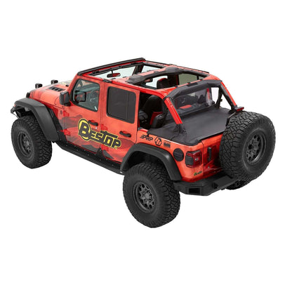 BESTOP | Cargo Deck Covers For Jeep 2018-2023 Wrangler JL 4 Door Factory Soft top Removed No Belt Rail Channels Black Diamond Bestop | 90036-35