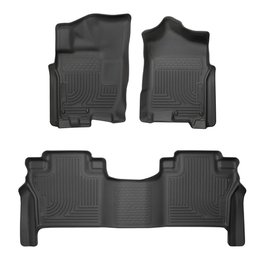 Husky Liners | Weatherbeater Front & 2nd Seat Floor Liners For 2017-2019 TITAN XD Husky Liners | 93571 in black.