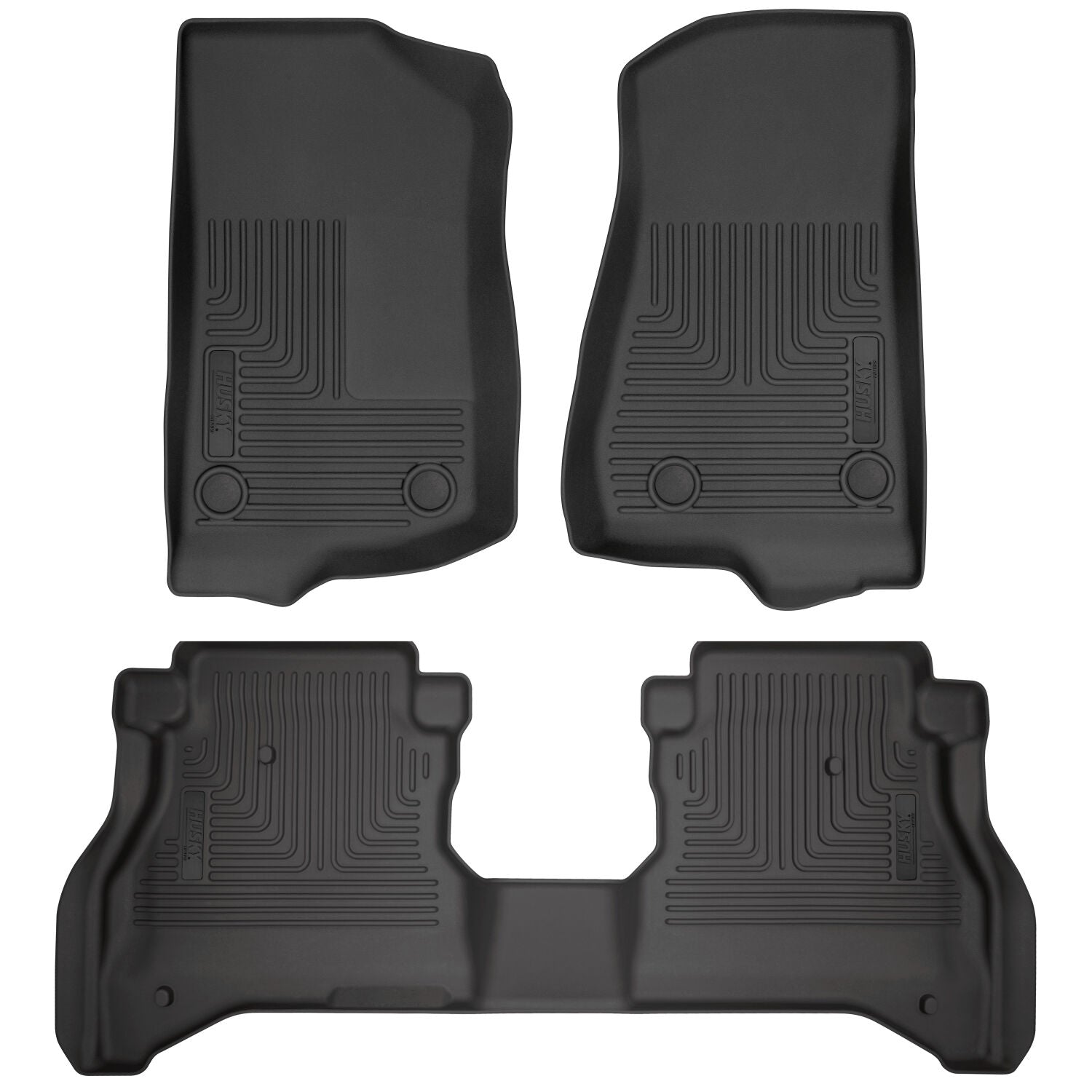 Husky Liners | Weatherbeater Front & 2nd Seat Floor Liners For 2020-2024 Jeep Gladiator Husky Liners | 93681 in black, all-weather protection.