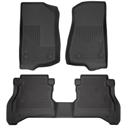 Husky Liners | Weatherbeater Front & 2nd Seat Floor Liners For 2020-2024 Jeep Gladiator Husky Liners | 93681 in black, all-weather protection.