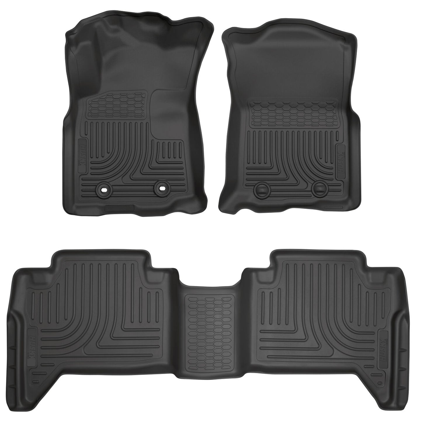 Husky Liners | Weatherbeater Front & 2nd Seat Floor Liners For 2016-2017 Tacoma Husky Liners | 93881 in black rubber design.