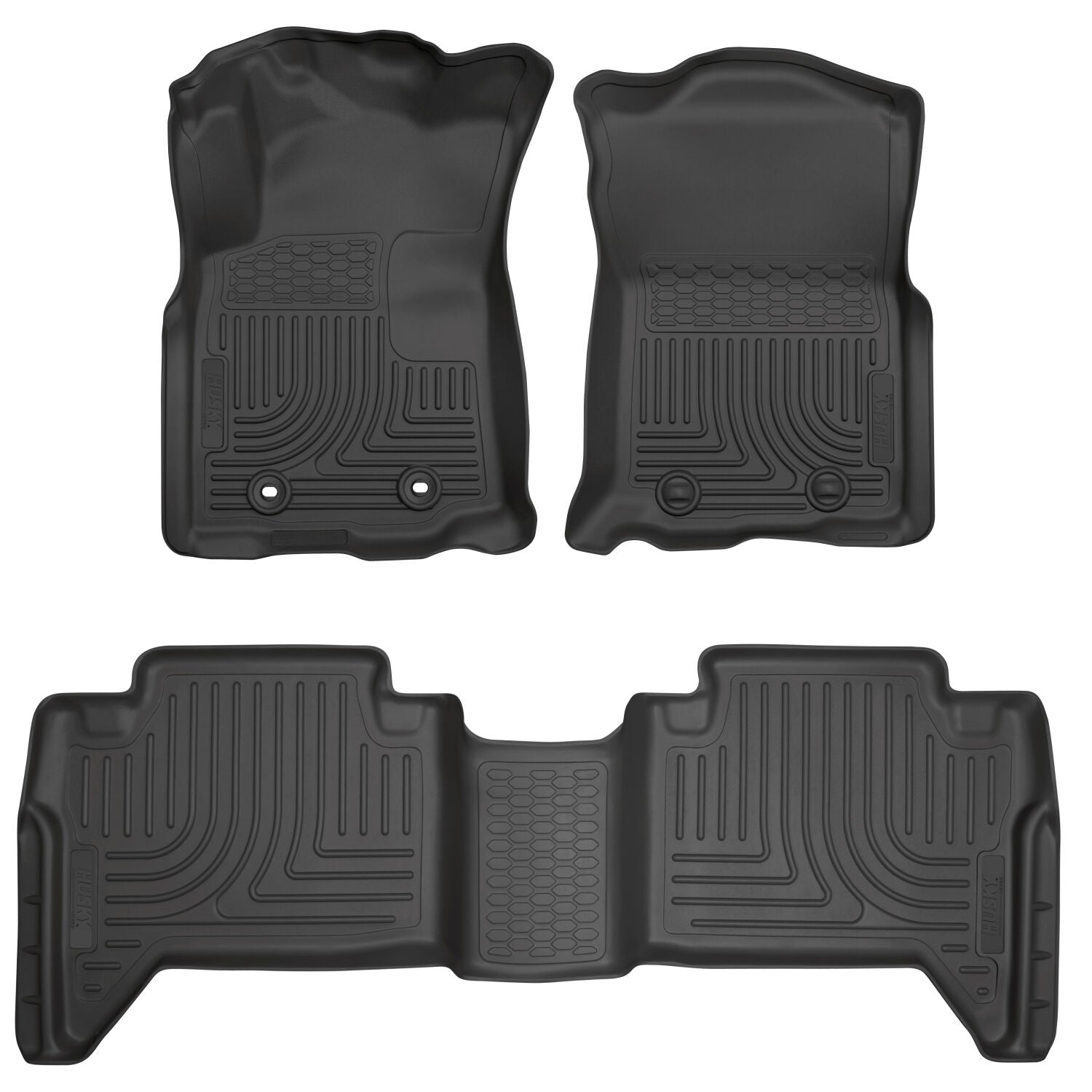 Husky Liners | Weatherbeater Front & 2nd Seat Floor Liners For 2016-2017 Tacoma Husky Liners | 93881 in black rubber design.