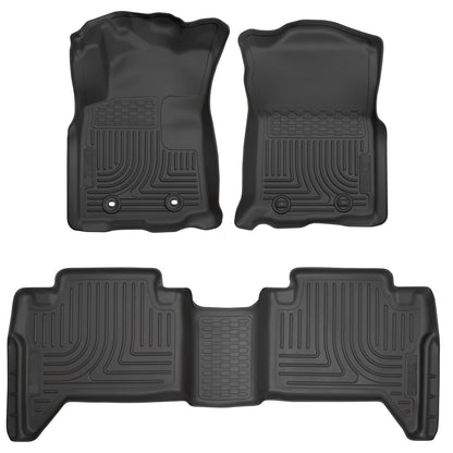 Husky Liners | Weatherbeater Front & 2nd Seat Floor Liners For 2016-2017 Tacoma Husky Liners | 93881 in black rubber design.