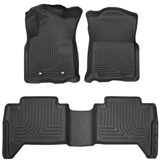 Husky Liners | Weatherbeater Front & 2nd Seat Floor Liners For 2016-2017 Tacoma Husky Liners | 93881 in black rubber design.