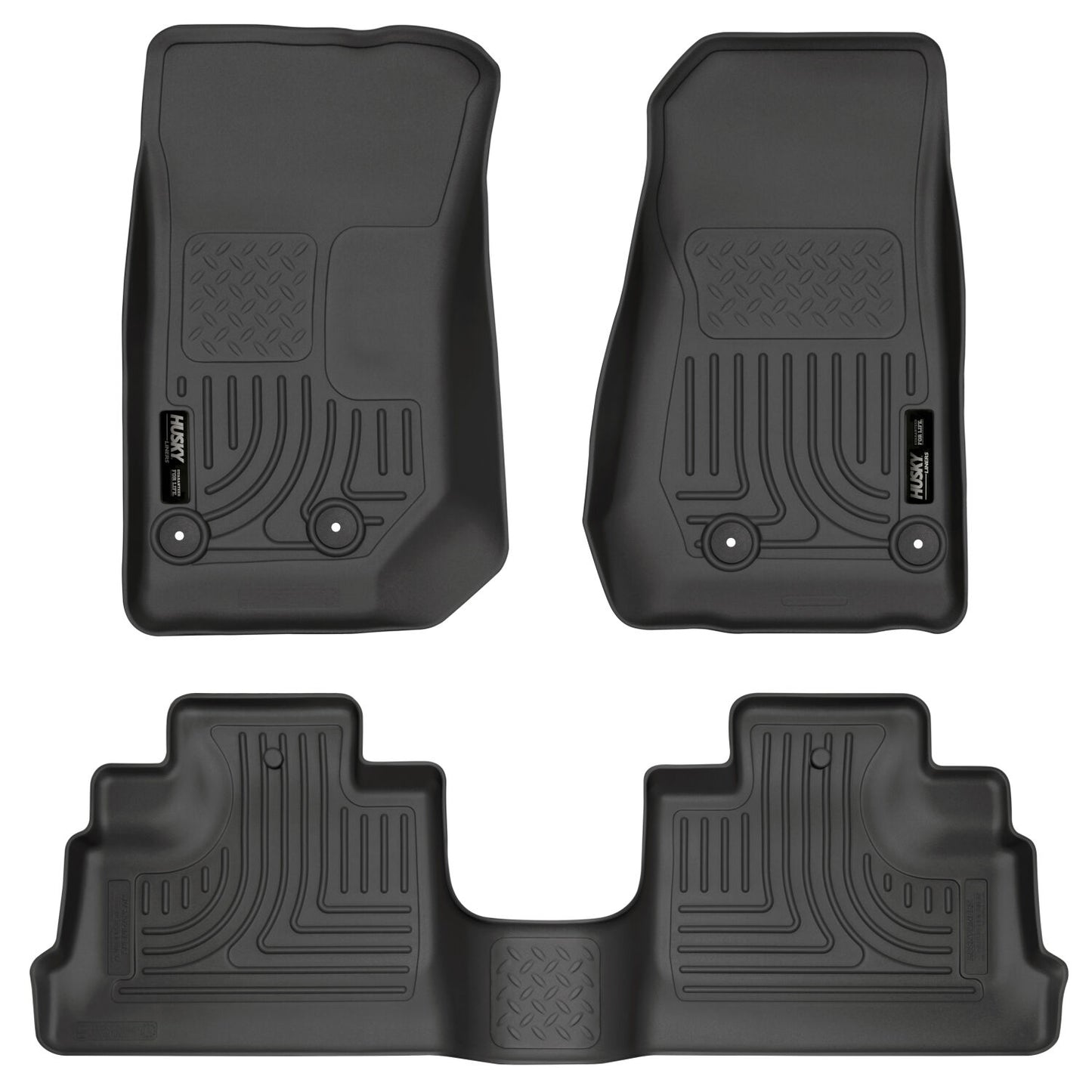 Husky Liners | Weatherbeater Front & 2nd Seat Floor Liners For 2007-2018 Jeep Wrangler JK 4 Door Husky Liners | 93971 in black