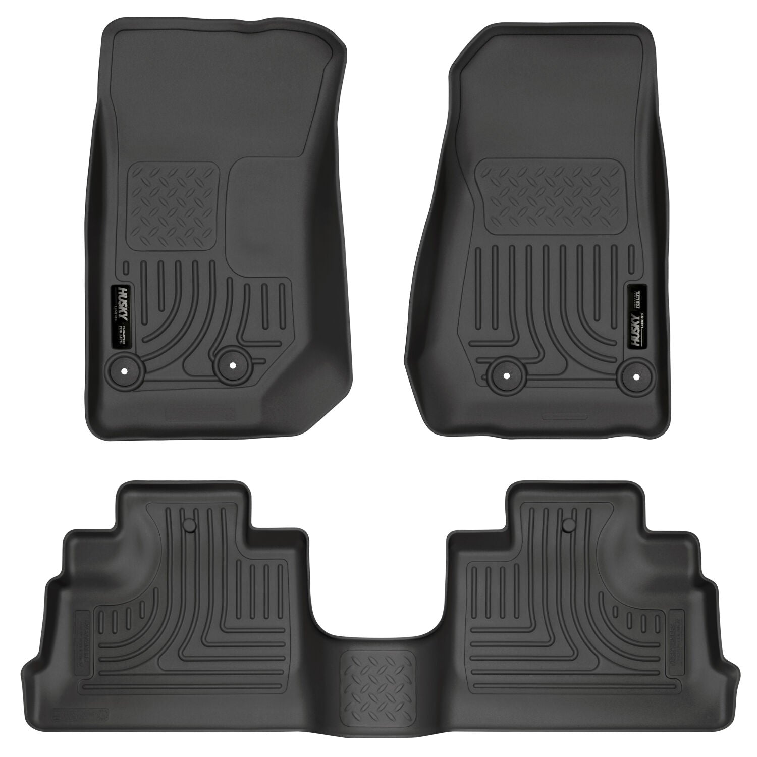 Husky Liners | Weatherbeater Front & 2nd Seat Floor Liners For 2007-2018 Jeep Wrangler JK 4 Door Husky Liners | 93971 in black