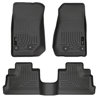 Husky Liners | Weatherbeater Front & 2nd Seat Floor Liners For 2007-2018 Jeep Wrangler JK 4 Door Husky Liners | 93971 in black