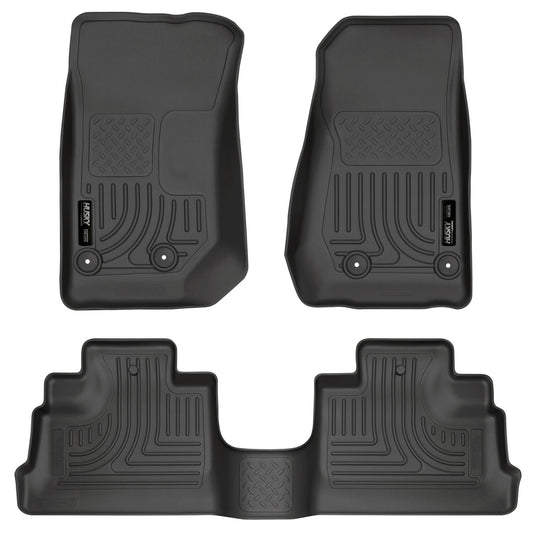 Husky Liners | Weatherbeater Front & 2nd Seat Floor Liners For 2007-2018 Jeep Wrangler JK 4 Door Husky Liners | 93971 in black