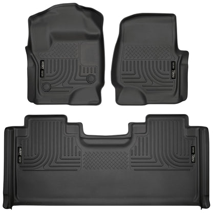 Husky Liners | Weatherbeater Front & 2nd Seat Floor Liners For 2017-2024 F-250/F-350 Super Duty Husky Liners | 94071