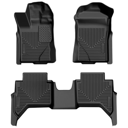 Husky Liners | Weatherbeater Front & 2nd Seat Floor Liners For 2024 Ranger Husky Liners | 94171 in black design for all-weather protection.