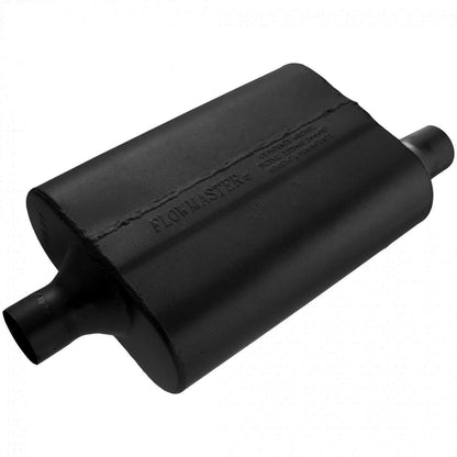 FLOWMASTER 40 Series Delta Flow Chambered Muffler 40 Delta Flow 2.00 Center In 2.00 Offset Out Aggressive Sound