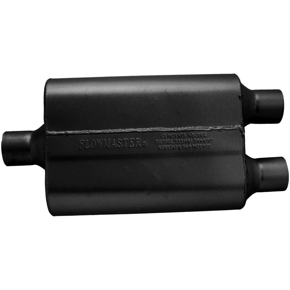 FLOWMASTER 40 Series Delta Flow Chambered Muffler 40 Delta Flow 2.25 Center In 2.25 Dual Out Aggressive Sound