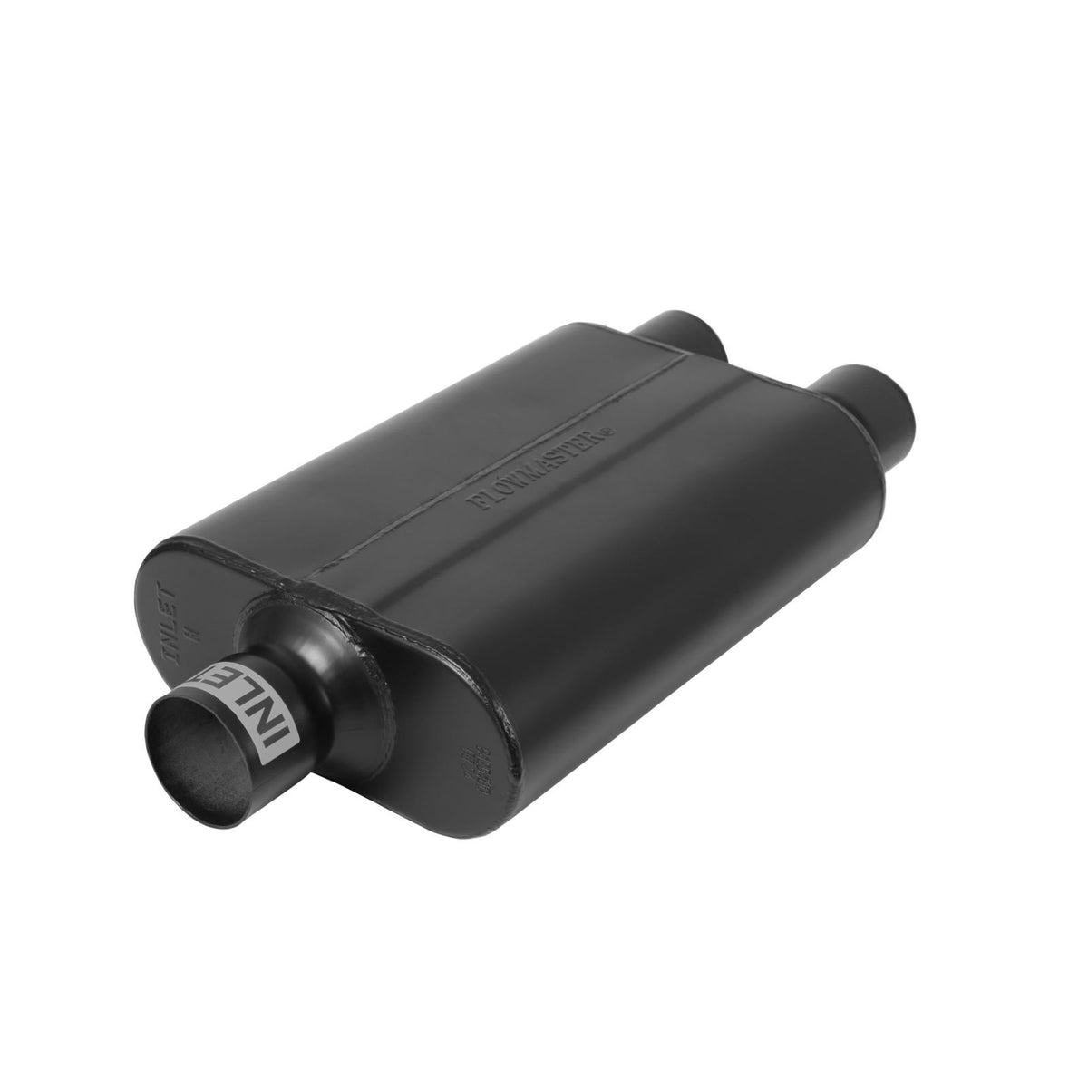 FLOWMASTER 40 Series Delta Flow Chambered Muffler 40 Delta Flow 2.50 Center In 2.50 Dual Out Aggressive Sound