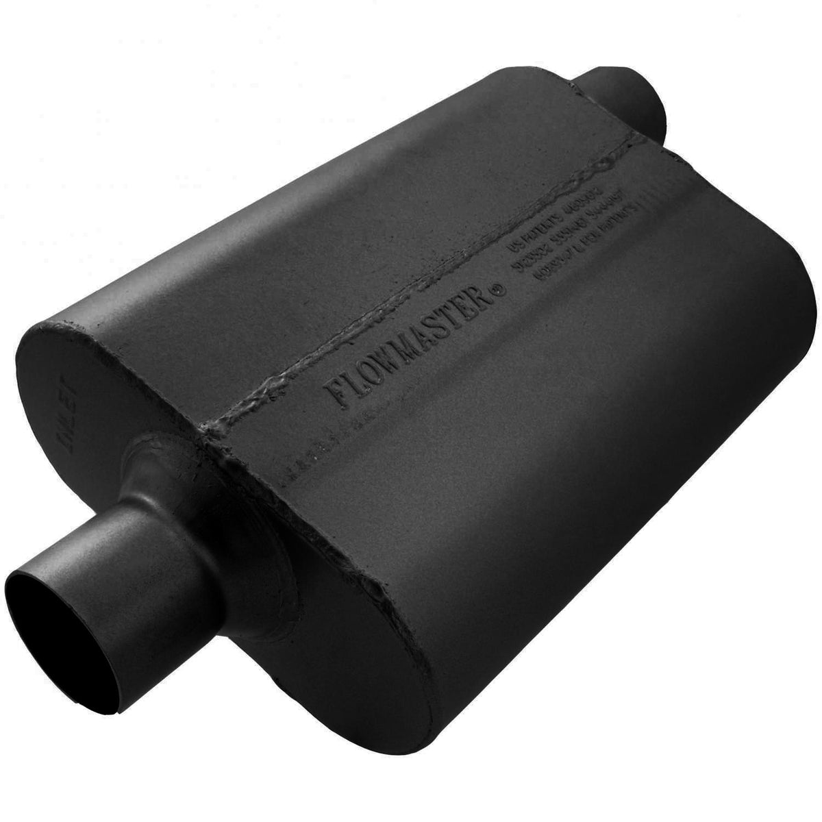FLOWMASTER 40 Series Delta Flow Chambered Muffler 40 Delta Flow 2.50 Center In 2.50 Offset Out Aggressive Sound