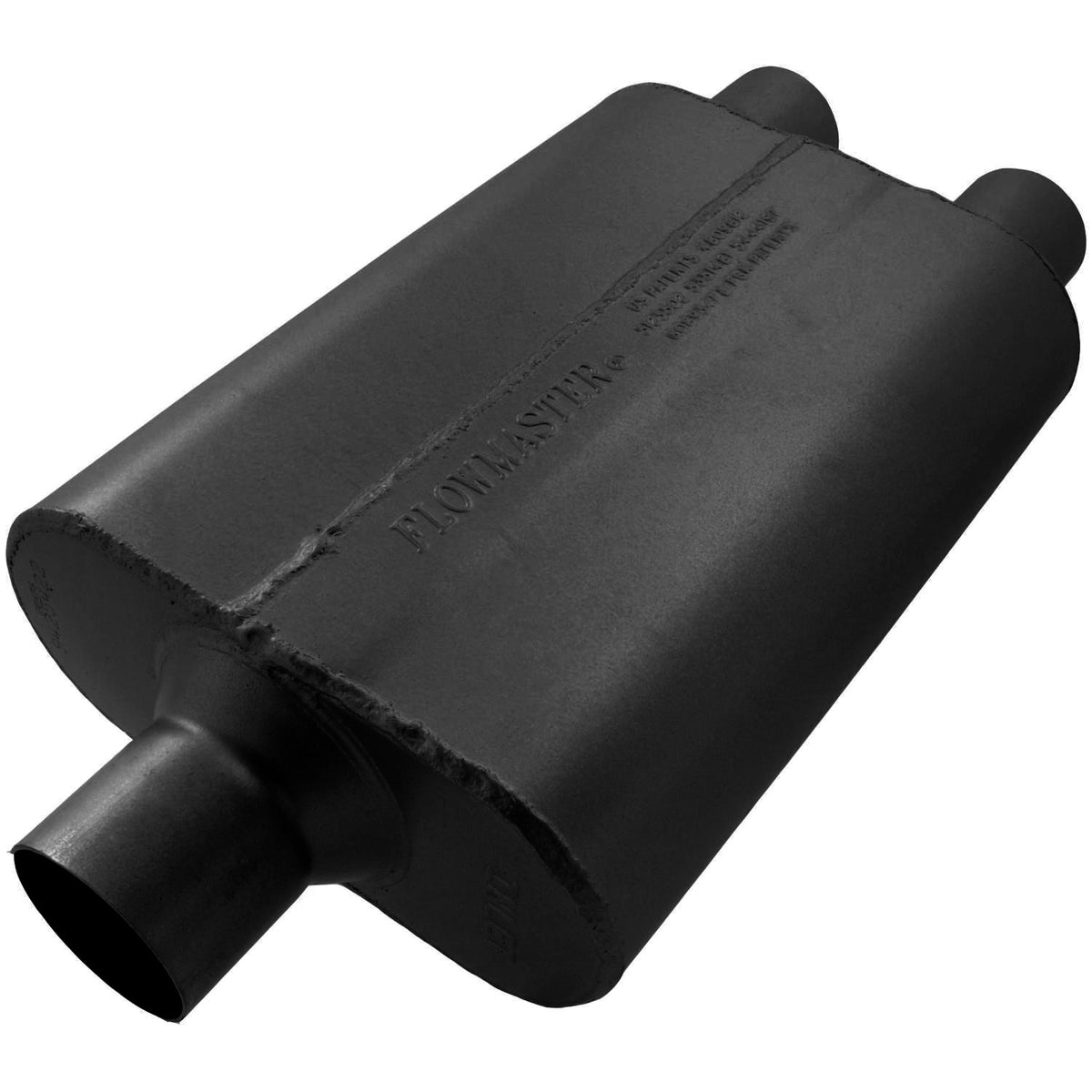 FLOWMASTER 40 Series Delta Flow Chambered Muffler 40 Delta Flow 2.50 Center In 2.25 Dual Out Aggressive Sound