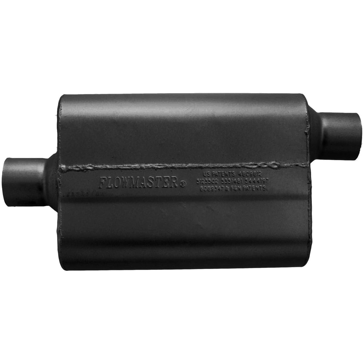 FLOWMASTER 40 Series Delta Flow Chambered Muffler 40 Delta Flow 2.50 Center In 2.50 Offset Out Aggressive Sound