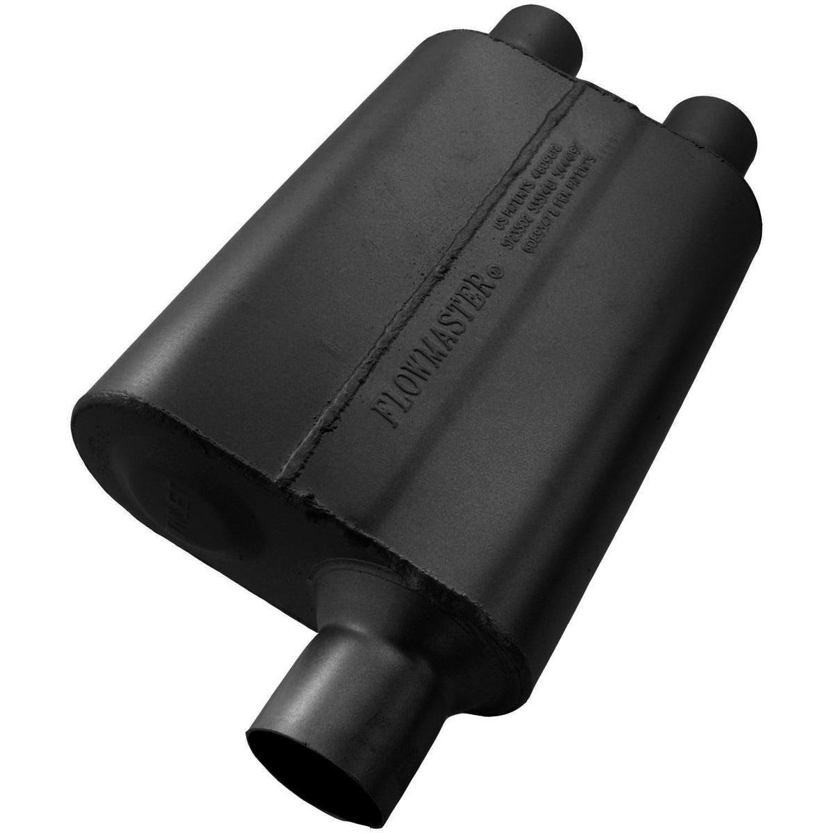 FLOWMASTER 40 Series Delta Flow Chambered Muffler 40 Delta Flow 2.50 Offset In 2.25 Dual Out Aggressive Sound