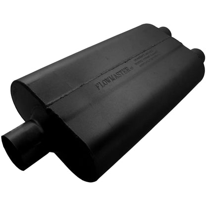 FLOWMASTER 50 Series Delta Flow Chambered Muffler 50 Delta Flow 2.50 Center In 2.00 Dual Out Moderate Sound