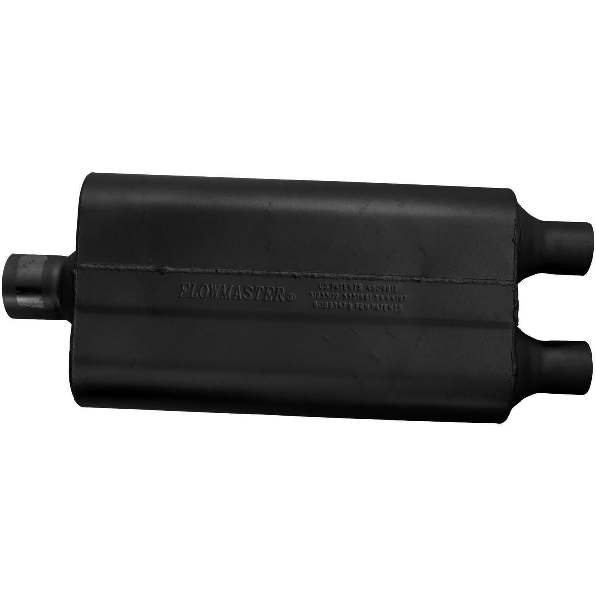 FLOWMASTER 50 Series Delta Flow Chambered Muffler 50 Delta Flow 2.50 Center In 2.00 Dual Out Moderate Sound