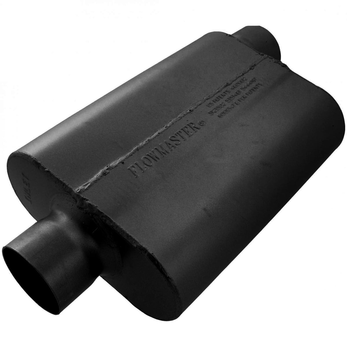 FLOWMASTER 40 Series Delta Flow Chambered Muffler 40 Delta Flow 3.00 Center In 3.00 Offset Out Aggressive Sound