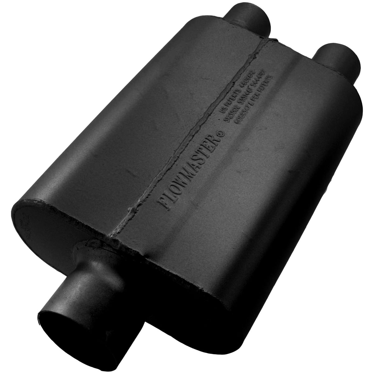 FLOWMASTER 40 Series Delta Flow Chambered Muffler 40 Delta Flow 3.00 Center In 2.25 Dual Out Aggressive Sound