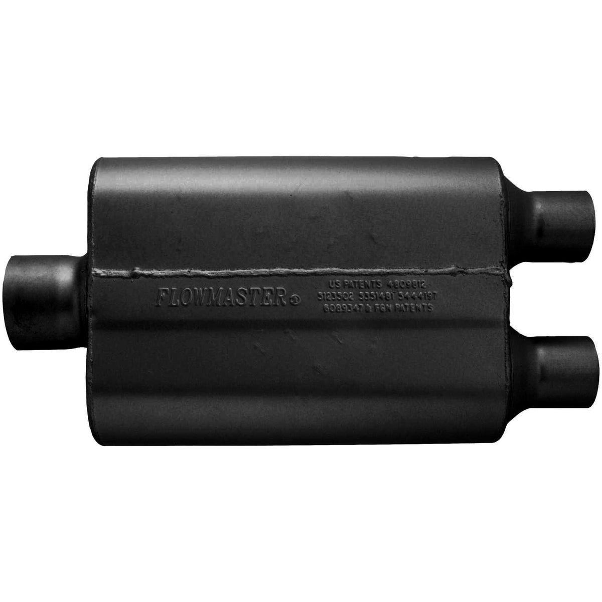 FLOWMASTER 40 Series Delta Flow Chambered Muffler 40 Delta Flow 3.00 Center In 2.25 Dual Out Aggressive Sound