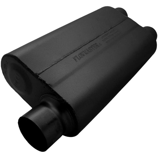 FLOWMASTER 50 Series Delta Flow Chambered Muffler 50 Delta Flow 3.00 Offset In 2.50 Dual Out Moderate Sound