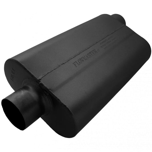 FLOWMASTER 50 Series Delta Flow Chambered Muffler 50 Delta Flow 3.00 Center In 3.00 Offset Out Moderate Sound