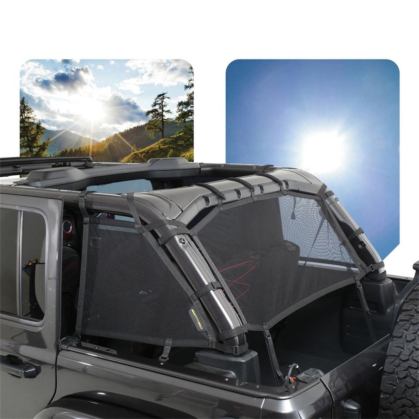 SMITTYBILT | Cloak Extended Mesh Top Sides/Rear 2018-2020 Jeep Wrangler 4 Doors JL/JK/JT Smittybilt |97501